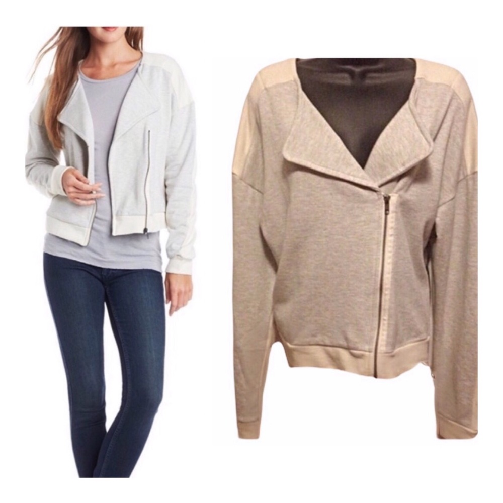 Kut from the Kloth Grey & Cream Moto Jacket